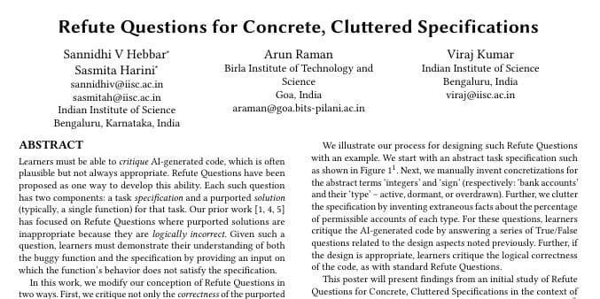 Research Paper Snippet for Refute Questions for Cluttered Specifications